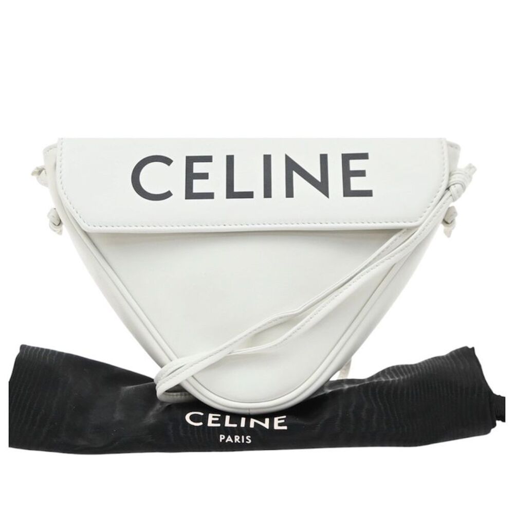 Celine Triangle Leather White Leather Shoulder Bag Bag